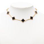 Van Cleef & Arpels Vintage Alhambra Necklace, 10 Motifs, Onyx, 18K Yellow Gold (750), Women\'s Neckl