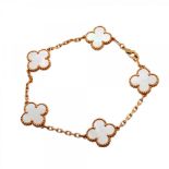 Van Cleef & Arpels Alhambra Bracelet, 5 Motifs, 18K Yellow Gold, Mother-of-Pearl, Ladies\'