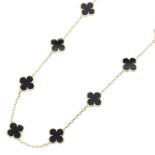 Van Cleef & Arpels Vintage Alhambra 20-Motif Necklace in 18K Yellow Gold with Onyx, Available and Bl