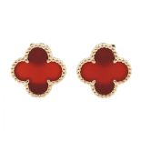 Van Cleef & Arpels Vintage Alhambra Carnelian Earrings, 18K (Yellow Gold), Carnelian, Women\'s, Gold