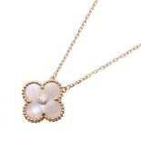 Van Cleef & Arpels Vintage Alhamb Pink Mother-of-Pearl 1PD Necklace Jewelry 18KPG (Pink Gold) Women\