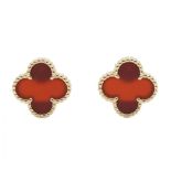Van Cleef & Arpels Vintage Alhambra Carnelian Earrings, 18K (Yellow Gold), Carnelian, Women\'s, Gold