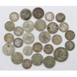 Qty of assorted mixed British coins, shillings, sixpences and threepences, a mixture of full