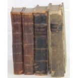 Four 18th century books to include Johnsons Dictionary volume I third edition dated 1766, The Holy
