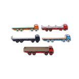 A dinky Supertoy Foden flatbed lorry with chains; together with four others similar (5).