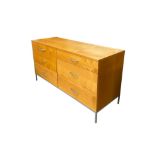 A modern Heal's cherrywood chest with six graduated long drawers, 140cms wide; together with a