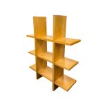 Attributed to Heal's - a cherrywood modular open bookshelves, 100cms by 127cms high.