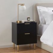 Grade-B ref LOT361 Dusk Evie 2 Drawer Bedside Table - Black RRP œ143