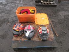 (3) MOTORCYCLE HELMETS, BIKE PARTS, & RIDING GEAR