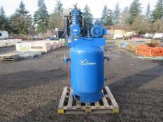 QUINCY QT-10 RECIPROCATING AIR COMPRESSOR, 100PSI, 120GAL RECEIVER TANK W/ VALVE & GAUGE, 10HP,