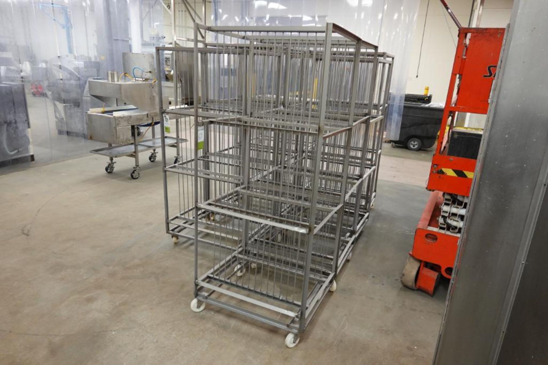 SS wash racks, 32 in. long x 29 in. wide x 75 in. tall, on casters (EACH)