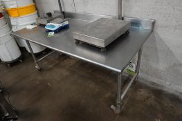 SS table on casters with backsplash