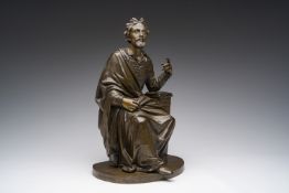 Jean-Baptiste Marchand (19th/20th C.): The French poet Joachim du Bellay, brown patinated bronze