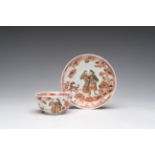 A Chinese verte-Imari 'Governor Duff' cup and saucer, Yongzheng/Qianlong