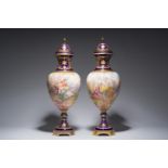 A pair of large gilt bronze-mounted Sèvres porcelain allegorical vases depicting 'The harvest' and