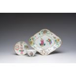 A Chinese famille rose Wu Shuang Pu bowl and a cup and saucer, Tongzhi mark and of the period