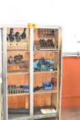 LOT/ CABINET WITH REMAINING CONTENTS - INCLUDING MILL TOOLING, SPRING COLLETS, TIE-DOWN CLAMPING (