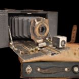 Rare WW1 War Journalist Kodak No. 2A Folding Pocket Brownie Camera, Model A, 1910, with Original Can