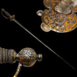 A Fine French Parcel-Gilt and Chiselled Steel Small Sword, circa 1750-1780.