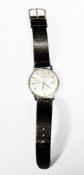 Tissot stylist wristwatch, the silvered face with baton numbers and secondary date aperture, black