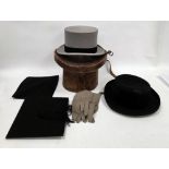 Collection of mid-century clothing including Walters of Oxford graduation gown and red academic