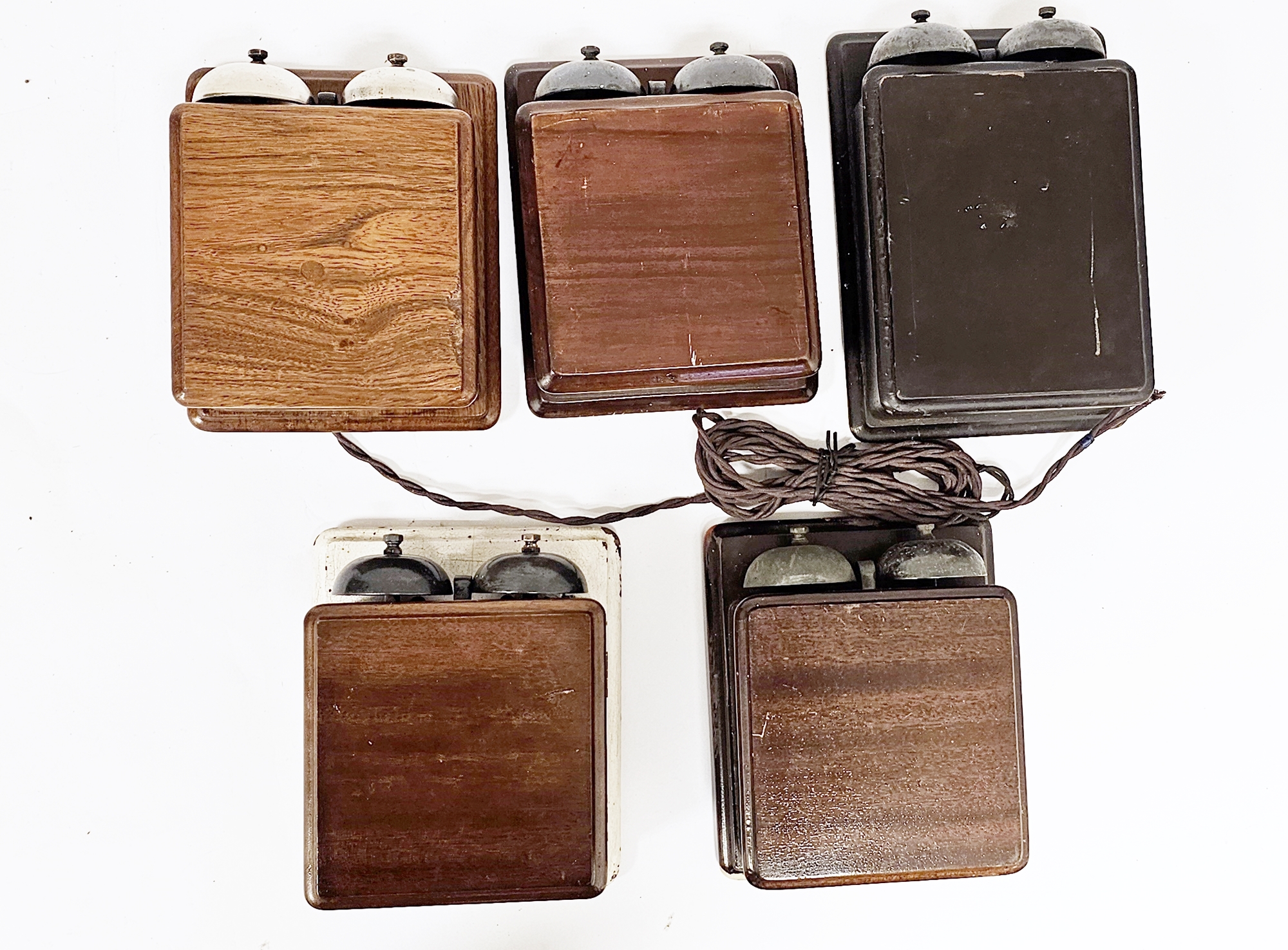 Nine early to mid-20th century GPO mahogany telephone bell boxes ...