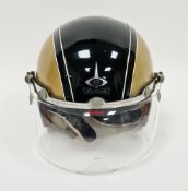 1960's Stadium Ltd ' Project 4 ' motorcycle crash helmet with visor and chin strap, having a black