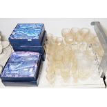 Waterford cut glass part table service, cut with lenses and bands of diamonds, etched marks,