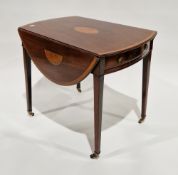 Edwardian Sheraton Revival mahogany and satinwood crossbanded oval drop-leaf table by Williamsom and
