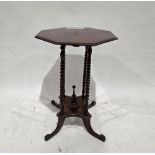 19th century mahogany side table, the octagonal top on four bobbin columns united by a shaped plinth