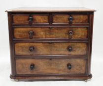 19th century mahogany chest, the rectangular top with thumb-mould edge and rounded front corners,
