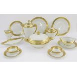 Late 20th century Limoges (P&L) porcelain tooled gilt dinner, tea and coffee-service, printed blue