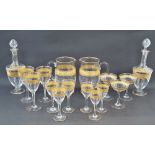 Extensive Baccarat gilt glass table service, 20th century acid etched Baccarat/France seal mark,