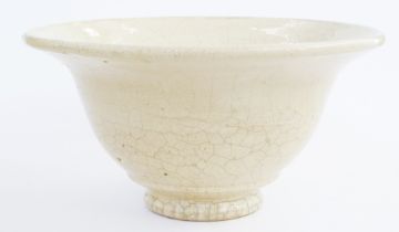 Andrew Broughton Tompkins BC raku decorative ceramic stoneware glazed large bowl with white crackle