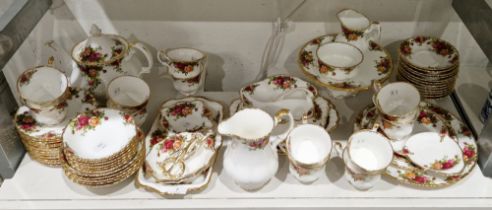 Royal Albert Old Country Roses pattern part tea service, printed marks, comprising: a teapot and