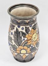 Art Deco Crown Ducal pottery baluster vase by Charlotte Rhead, printed green factory marks, signed C