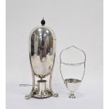 Art Deco Asprey of London silver-plated egg coddler with wooden finial, plain body on three