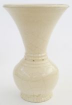 Andrew Broughton Tompkins BC raku decorative ceramic stoneware vase with white crackle-glaze, 29cm h