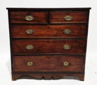 Early 19th century mahogany chest comprising two short and three long graduated cockbeaded drawers