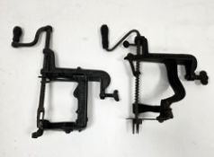 Two 19th / early 20th century apple peelers including white mountain apple corer by Goodell Co,