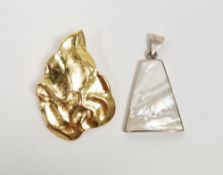 Mid-century French Yves St Laurent gold coloured brooch in the form of a leaf, 4.4cm long together