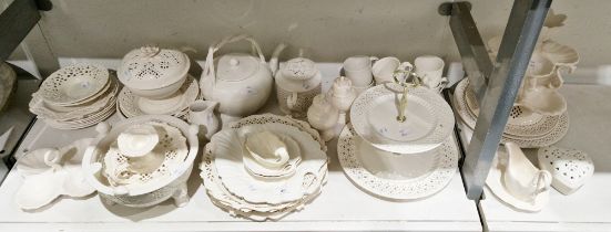 Composite group of modern Leeds creamware, various printed black marks for Hartleys Greens & Co.,