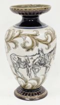 Doulton Lambeth stoneware oviform vase by Hannah Barlow (1851-1916), late 19th century, impressed