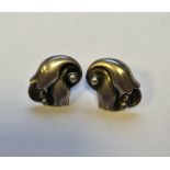 Pair of Danish Georg Jensen sterling silver tulip design stud earrings, design no.100, 2cm wide,