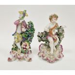 Bow porcelain figure of a vintner, circa 1765, modelled standing next to a fruiting vine, holding