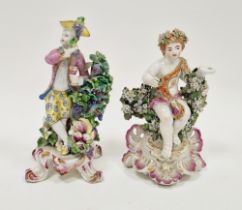 Bow porcelain figure of a vintner, circa 1765, modelled standing next to a fruiting vine, holding