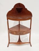 Mahogany inlaid corner washstand, 104cm high x 55cm wide x 40cm deep
