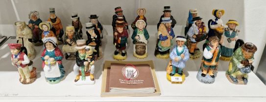 Twelve Wood & Sons Charles Dickens Toby Jugs by Franklin Mint and twelve Franklin Mint Cries of