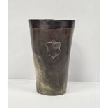 Victorian silver-mounted horn beaker, Sheffield 1879, James Dixon & Sons, the silver rim engraved
