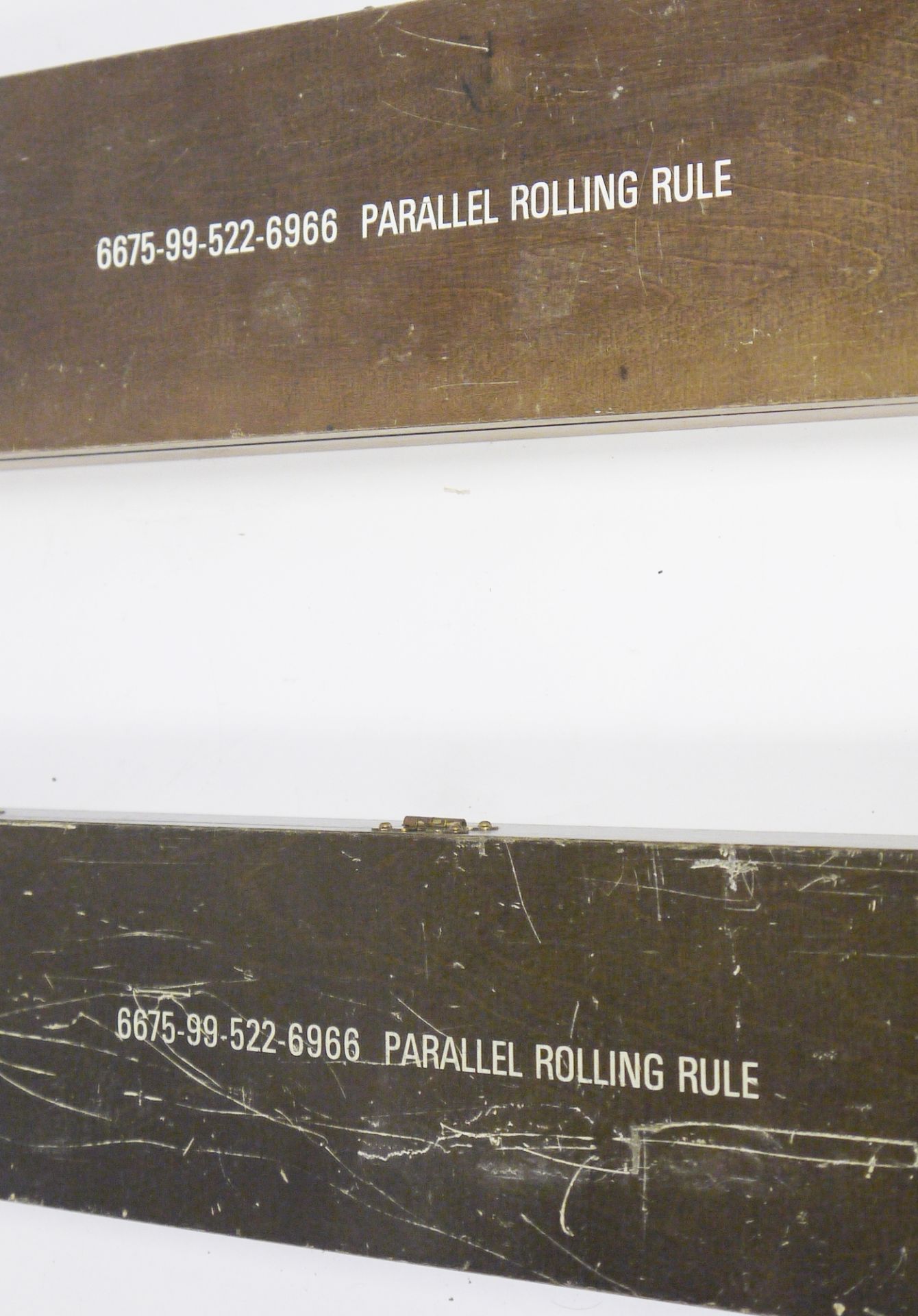 Two military issue wooden cased parallel rolling rules, no.6675-99-522-6966, 46cm long and two - Image 2 of 3